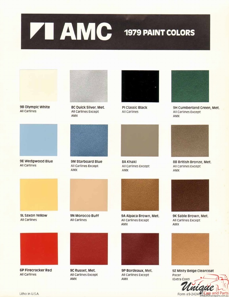 1979 AMC Exterior Color Chart